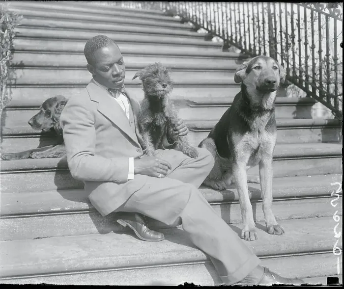 Framed Print : Man and Three Dogs Framed Print : Man and Three Dogs
