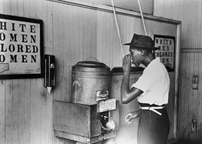 Framed Print : Man Drinking at Segregated Drinking Fountain Framed Print : Man Drinking at Segregated Drinking Fountain