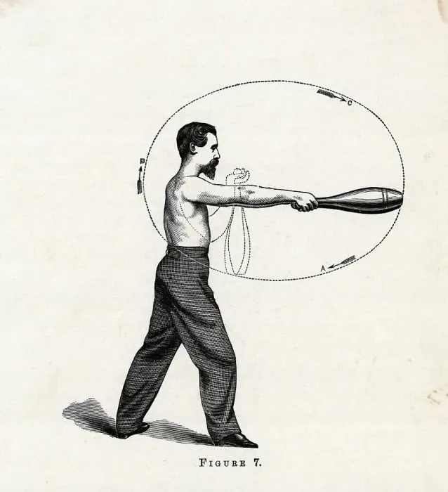 Framed Print : Man Exercising W / Indian Clubs (Illus.) Framed Print : Man Exercising W / Indian Clubs (Illus.)