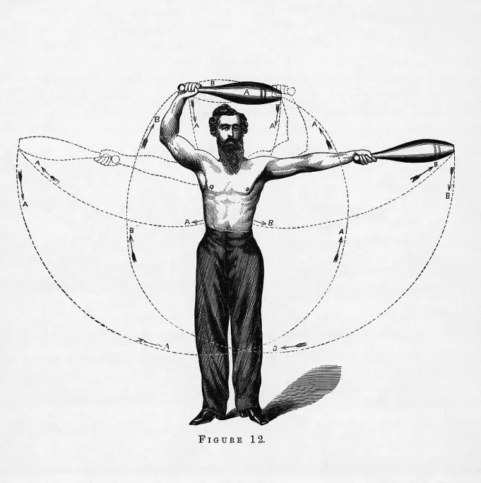 Framed Print : Man Exercising W / Indian Clubs (Illus.) Framed Print : Man Exercising W / Indian Clubs (Illus.)