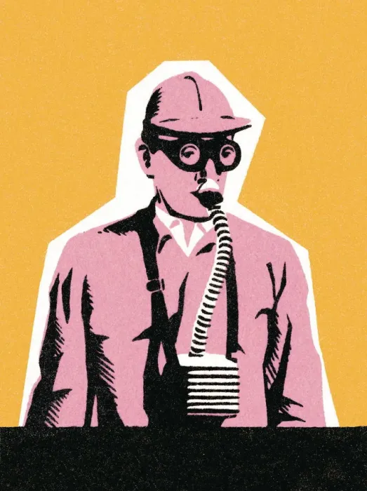 Framed Print : Man with gas mask