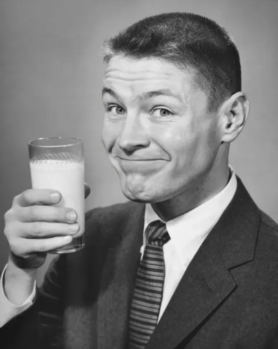 Framed Print : Man having a glass of milk Framed Print : Man having a glass of milk