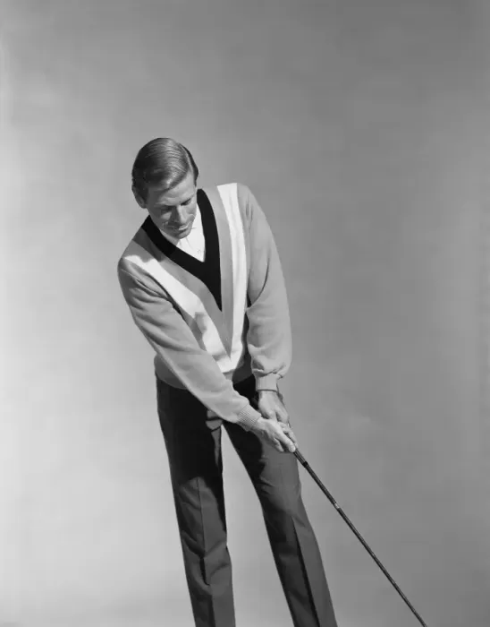 Framed Print : Man holding golf club Framed Print : Man holding golf club