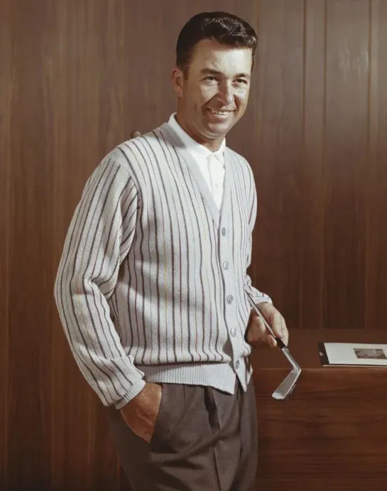 Framed Print : Man holding golf club, smiling Framed Print : Man holding golf club, smiling