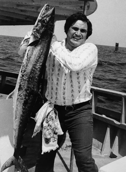Framed Print : Man Holding Mackerel He Caught Framed Print : Man Holding Mackerel He Caught