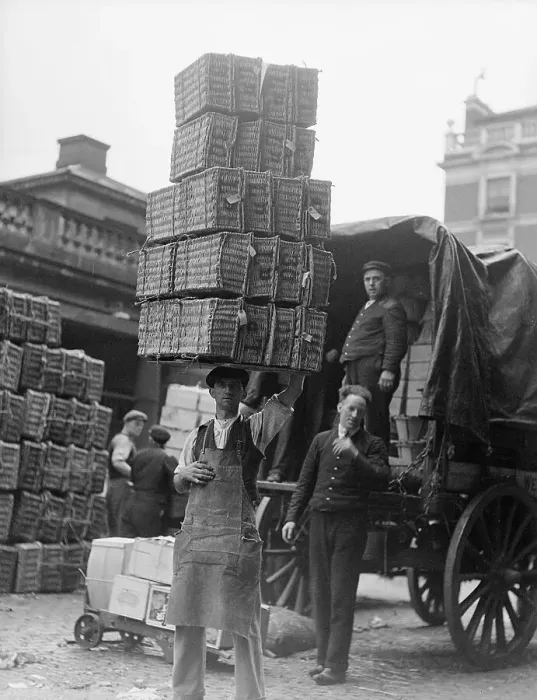 Framed Print : Man Holding Market Baskets On Head Framed Print : Man Holding Market Baskets On Head