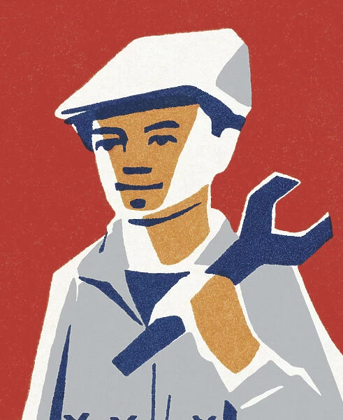 Man Holding a Wrench