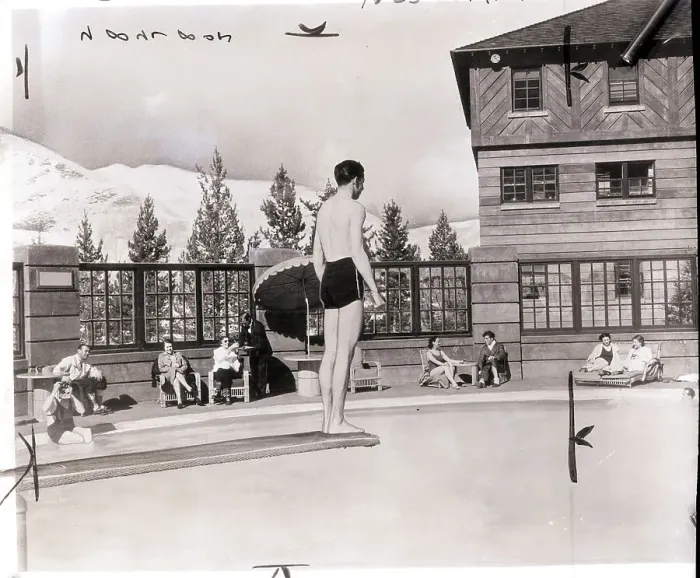 Framed Print : Man About to Leap into Pool Framed Print : Man About to Leap into Pool