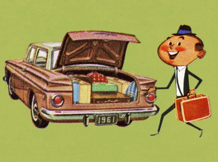 Framed Print : Man Loading Car Trunk Framed Print : Man Loading Car Trunk