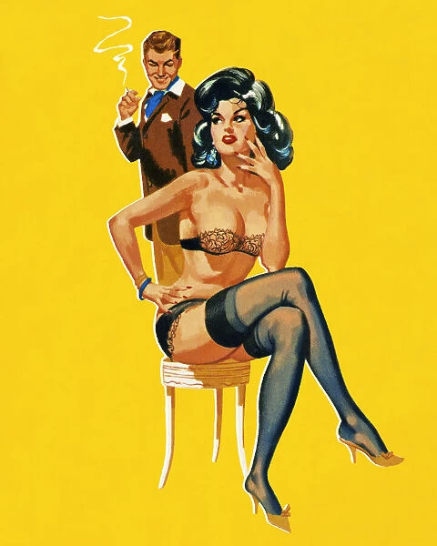 Man Looking at Seductive Woman