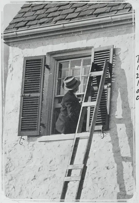 Framed Print : Man Looking Out a Window Framed Print : Man Looking Out a Window