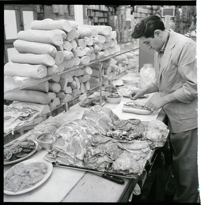 Framed Print : Man Making Sandwich With Piles Of Meat Framed Print : Man Making Sandwich With Piles Of Meat
