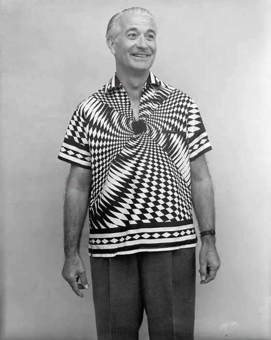 Framed Print : Man Modeling a Sports Shirt with an Optical Illusion Pattern Framed Print : Man Modeling a Sports Shirt with an Optical Illusion Pattern