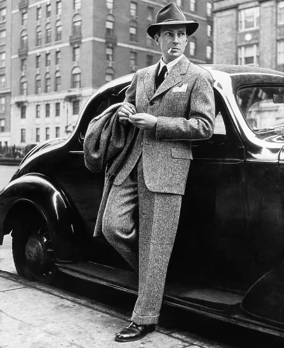 Framed Print : Man Modeling Wool Tweed Suit Framed Print : Man Modeling Wool Tweed Suit