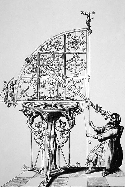 Man observing space through telescope, c. 1644