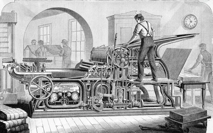 Framed Print : Man Operating Cylinder Printing Press Framed Print : Man Operating Cylinder Printing Press