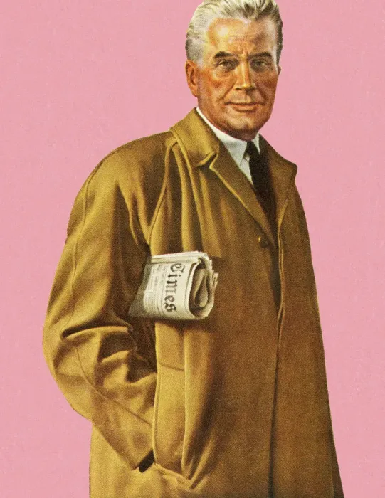 Framed Print : Man in Overcoat Holding Newspaper Framed Print : Man in Overcoat Holding Newspaper