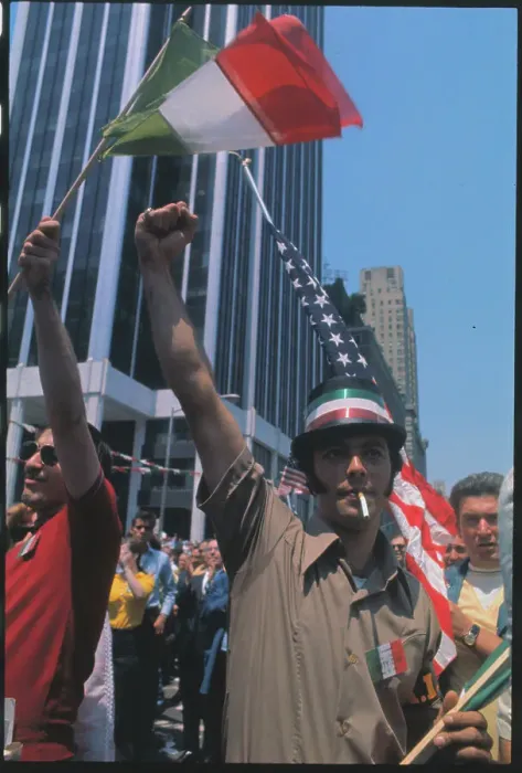 Framed Print : Man Participating in Italian-American Demonstration Framed Print : Man Participating in Italian-American Demonstration