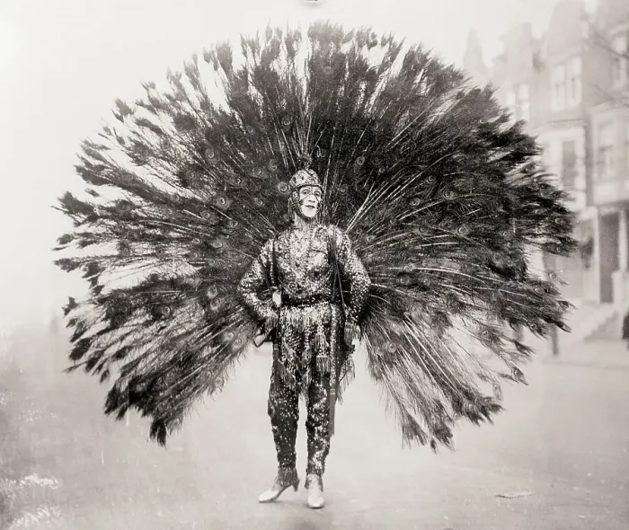 Framed Print : Man in Peacock Costume