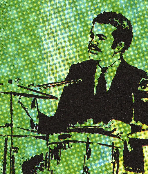 Man Playing a Drum Set