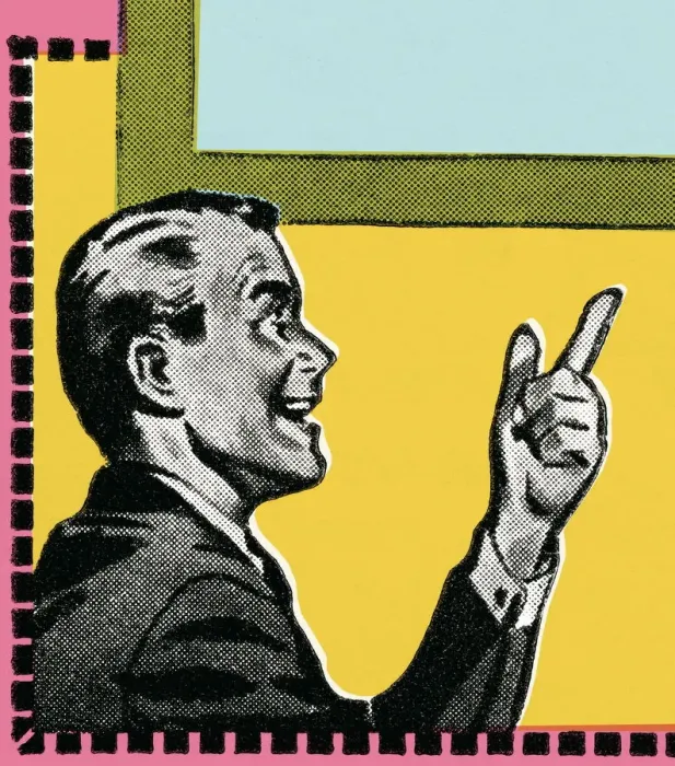 Framed Print : Man pointing Framed Print : Man pointing