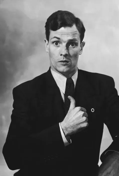 Framed Print : Man pointing at himself, portrait (B&W)