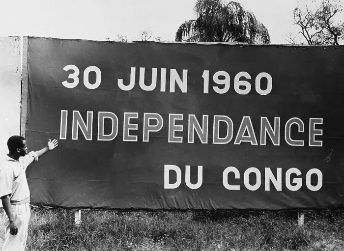 Framed Print : Man Points / Sign For Congo Independence Framed Print : Man Points / Sign For Congo Independence
