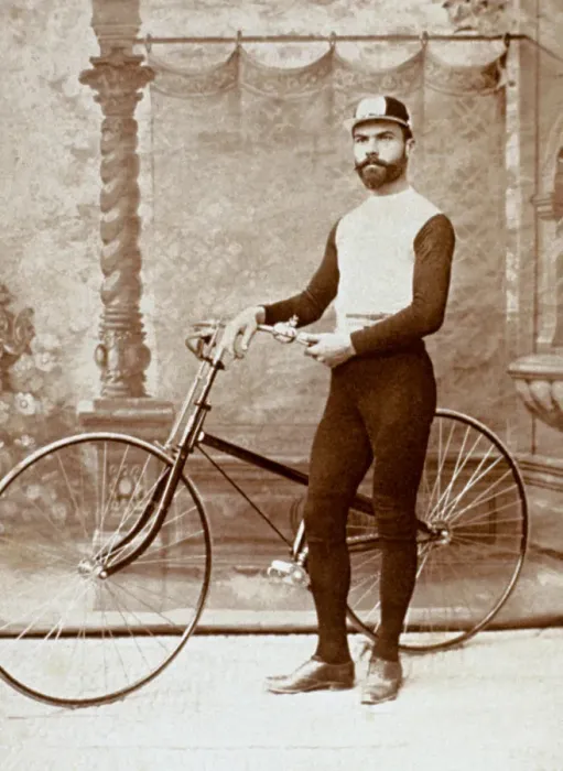 Framed Print : Man Posing with Bicycle Framed Print : Man Posing with Bicycle