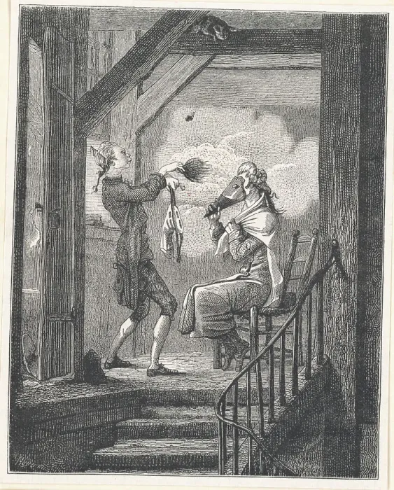 Framed Print : Man Powdering Woman Framed Print : Man Powdering Woman