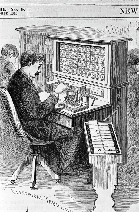 Framed Print : Man Punches Cards Into Tabulating Machin Framed Print : Man Punches Cards Into Tabulating Machin