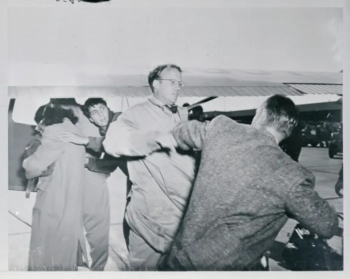 Framed Print : Man Punching Cameraman Framed Print : Man Punching Cameraman