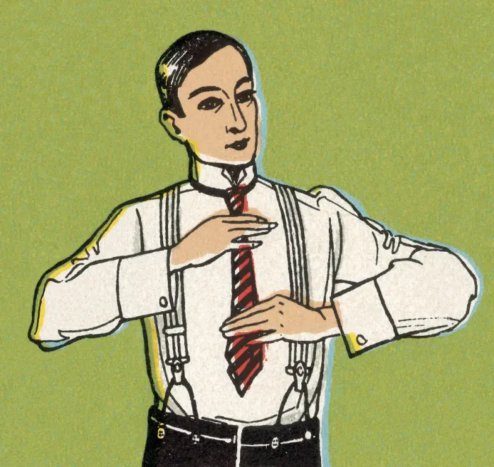 Framed Print : Man Putting on Tie