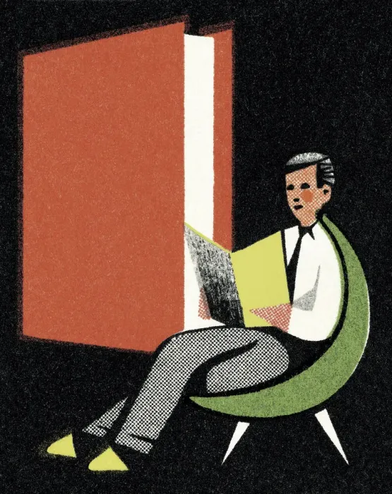 Framed Print : Man Reading in Chair Framed Print : Man Reading in Chair