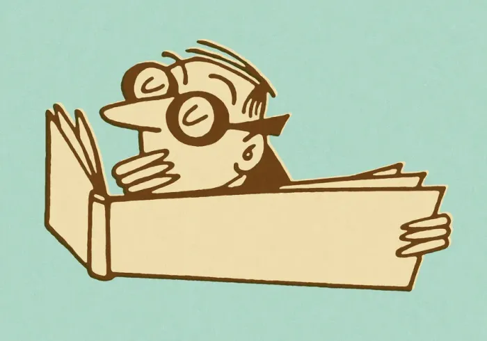 Framed Print : Man Reading Long Book Framed Print : Man Reading Long Book