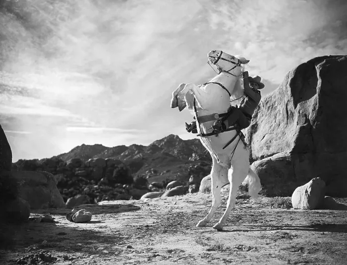 Framed Print : Man On Rearing Horse In Desert Landscape Framed Print : Man On Rearing Horse In Desert Landscape