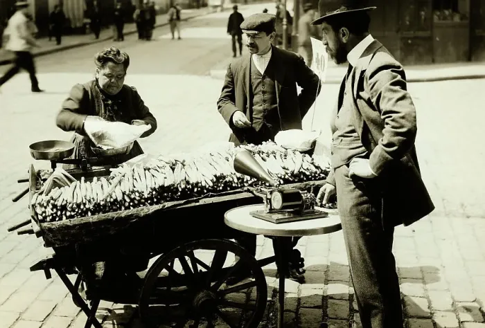 Framed Print : Man Records Street Vendor On Phonograph Framed Print : Man Records Street Vendor On Phonograph