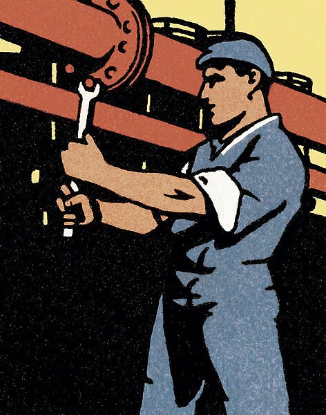 Man Repairing a Pipe