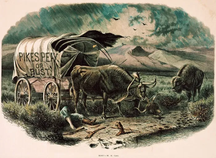 Framed Print : Man Resting on Pikes Peak with his Wagon Framed Print : Man Resting on Pikes Peak with his Wagon