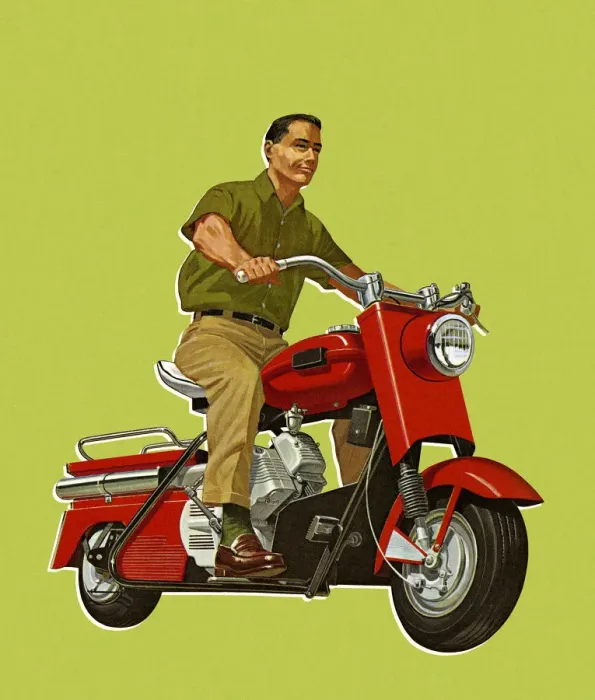 Framed Print : Man Riding a Motorbike Framed Print : Man Riding a Motorbike