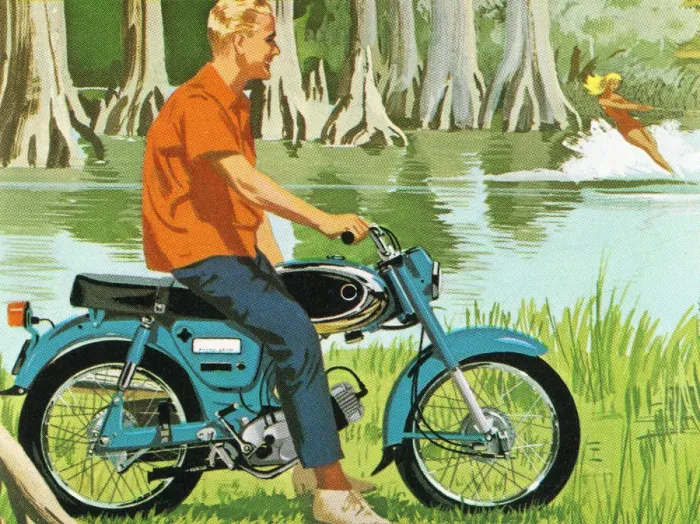 Framed Print : Man Riding a Motorcycle by a Lake Framed Print : Man Riding a Motorcycle by a Lake