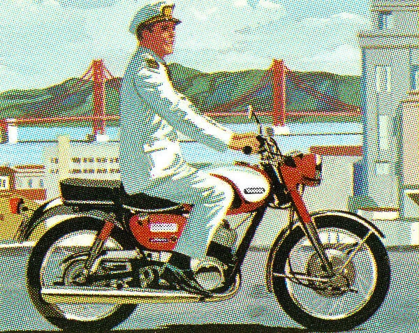 Man Riding a Motorcycle in San Francisco