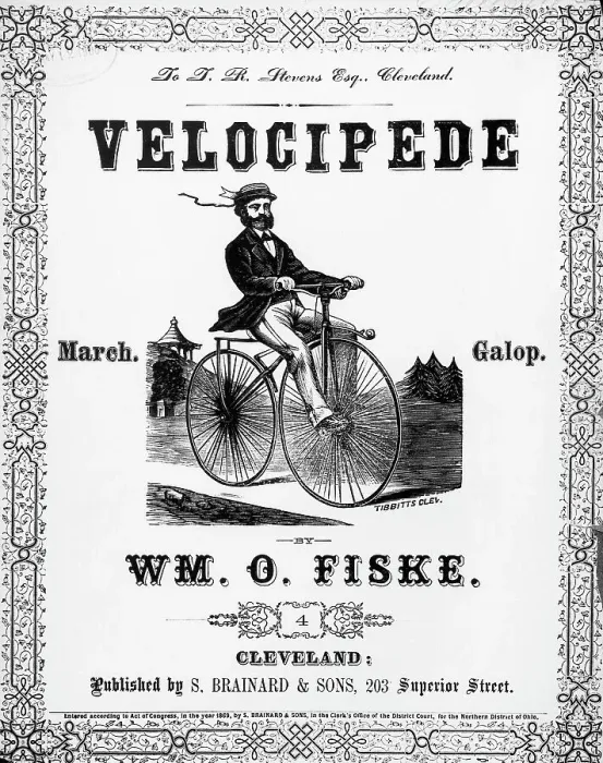 Framed Print : Man Riding A Velocipede In A Ad Framed Print : Man Riding A Velocipede In A Ad