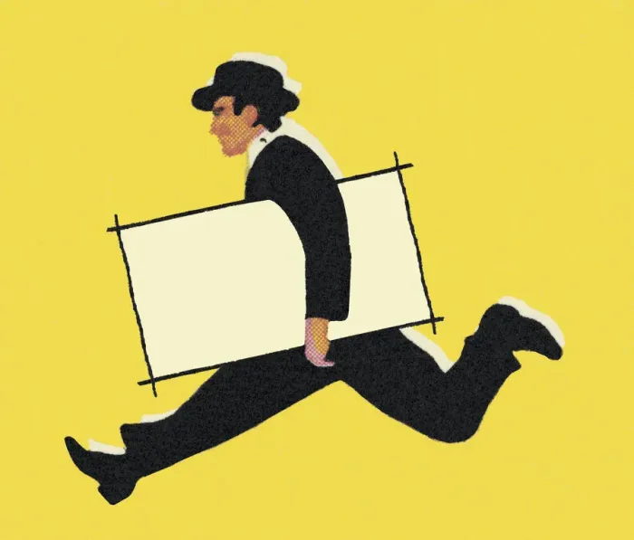 Framed Print : Man Running With Sign Framed Print : Man Running With Sign