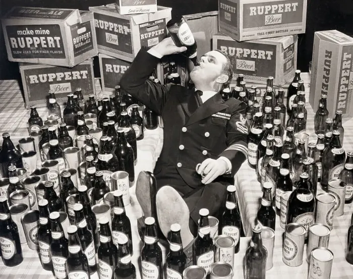Framed Print : Man Samples One of Many Ruppert Beers Framed Print : Man Samples One of Many Ruppert Beers