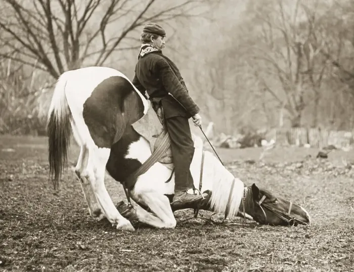 Framed Print : Man Seated on Bowing Horse Framed Print : Man Seated on Bowing Horse