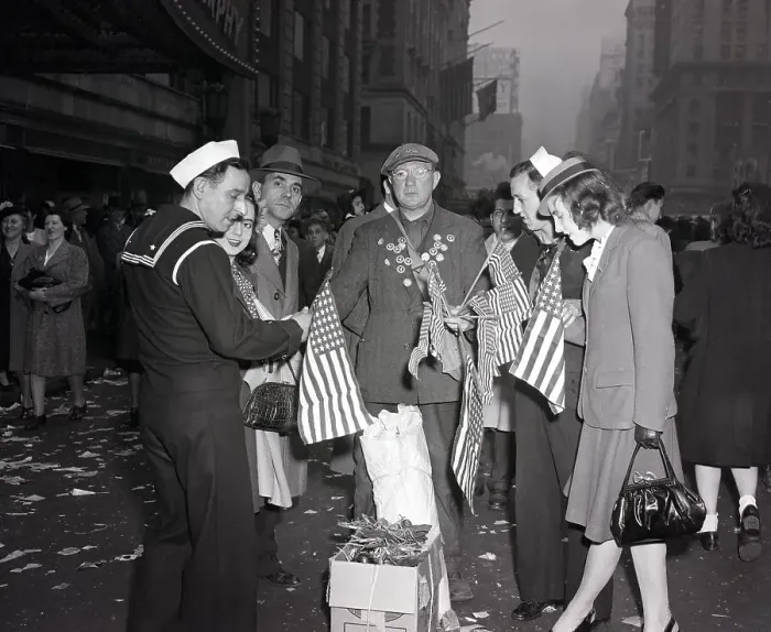 Framed Print : Man Selling Flags On V-E Day Framed Print : Man Selling Flags On V-E Day