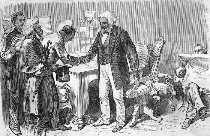 Framed Print : Man Shaking Hands with Frederick Douglass Framed Print : Man Shaking Hands with Frederick Douglass