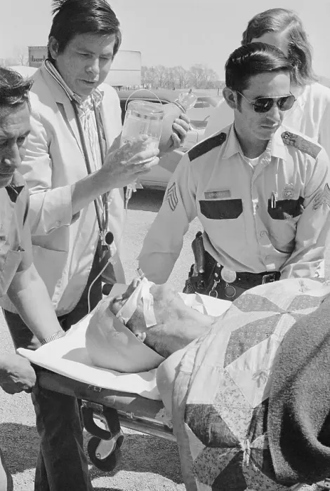 Framed Print : Man Shot During Wounded Knee Occupation Framed Print : Man Shot During Wounded Knee Occupation