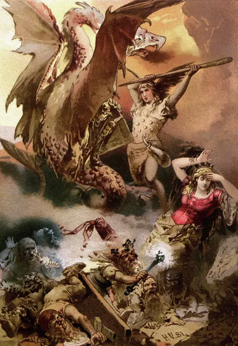 Framed Print : Man Slaying a Monster Framed Print : Man Slaying a Monster