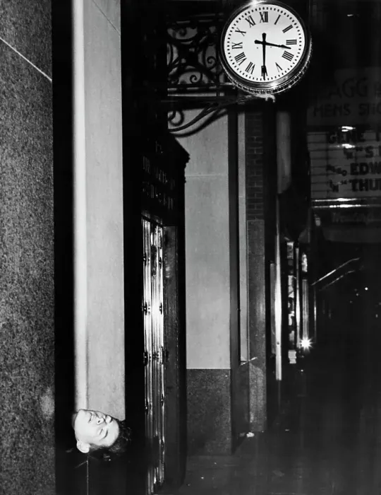 Framed Print : Man Sleeping In Bank Window;Head Out
